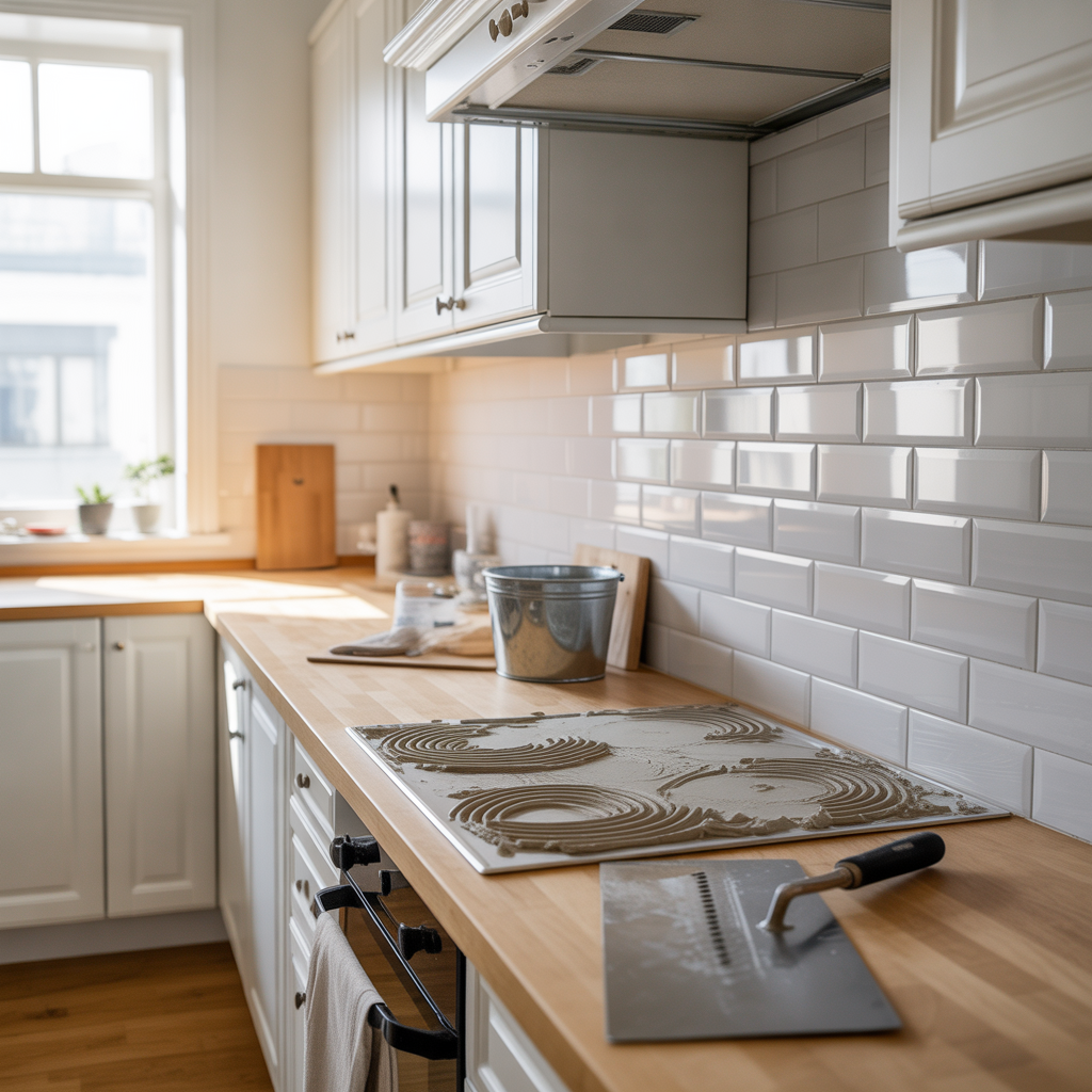 12.Stegforsteg Plattsatt en backsplash i koket